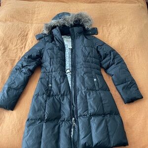 Eddie Bauer Women’s Black Puffer Jacket with Faux Fur Hood